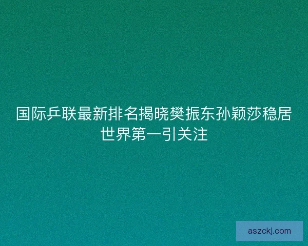 国际乒联最新排名揭晓樊振东孙颖莎稳居世界第一引关注