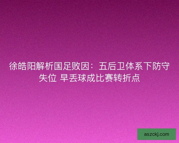 徐皓阳解析国足败因：五后卫体系下防守失位 早丢球成比赛转折点